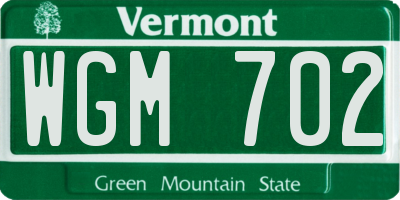 VT license plate WGM702