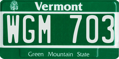 VT license plate WGM703