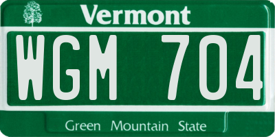 VT license plate WGM704