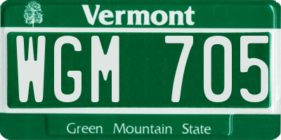VT license plate WGM705
