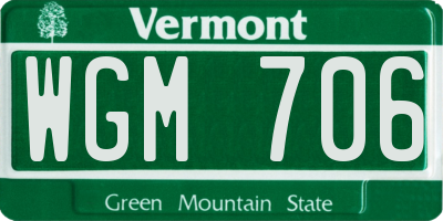 VT license plate WGM706