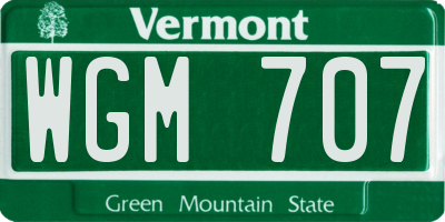 VT license plate WGM707