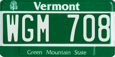 VT license plate WGM708