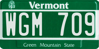 VT license plate WGM709