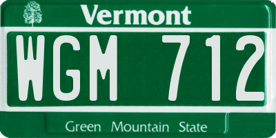 VT license plate WGM712