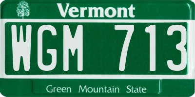 VT license plate WGM713