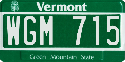 VT license plate WGM715