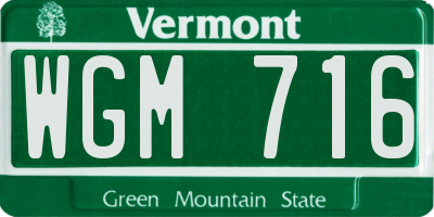 VT license plate WGM716