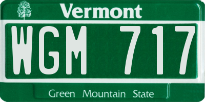 VT license plate WGM717