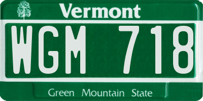 VT license plate WGM718