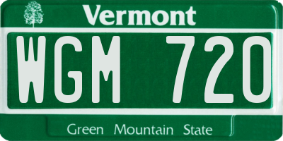 VT license plate WGM720