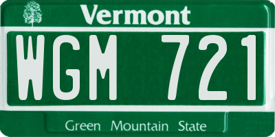 VT license plate WGM721