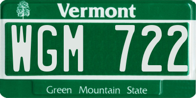 VT license plate WGM722