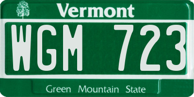 VT license plate WGM723