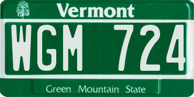VT license plate WGM724