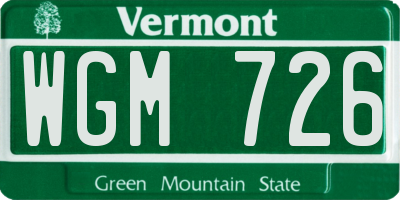 VT license plate WGM726