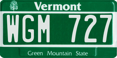 VT license plate WGM727