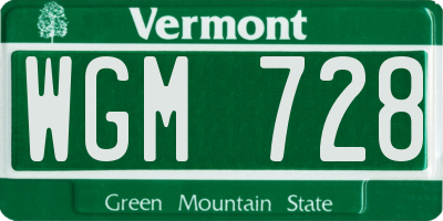 VT license plate WGM728