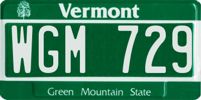 VT license plate WGM729