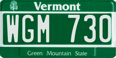 VT license plate WGM730