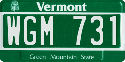 VT license plate WGM731