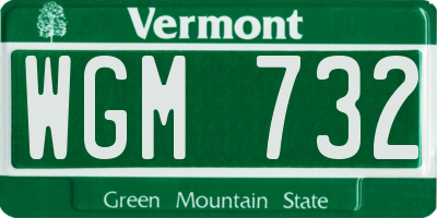VT license plate WGM732