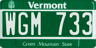 VT license plate WGM733