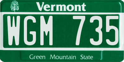 VT license plate WGM735
