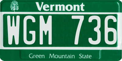 VT license plate WGM736