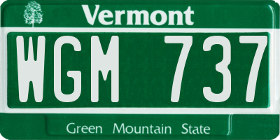 VT license plate WGM737