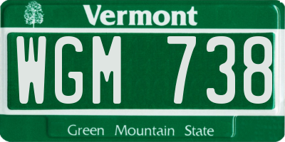 VT license plate WGM738