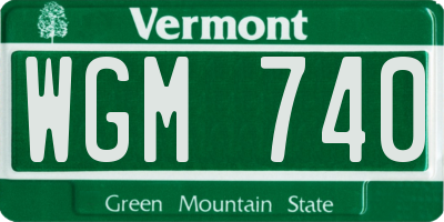 VT license plate WGM740