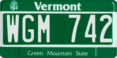 VT license plate WGM742