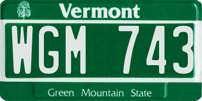 VT license plate WGM743