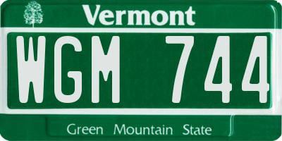 VT license plate WGM744