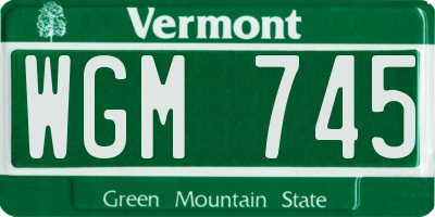 VT license plate WGM745