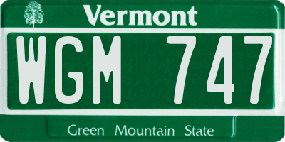 VT license plate WGM747