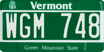 VT license plate WGM748