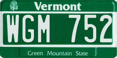 VT license plate WGM752