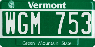 VT license plate WGM753