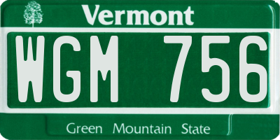 VT license plate WGM756
