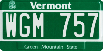 VT license plate WGM757