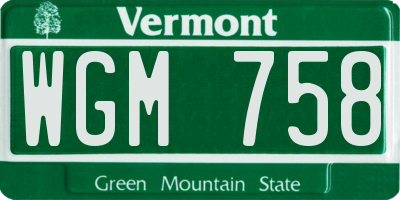 VT license plate WGM758