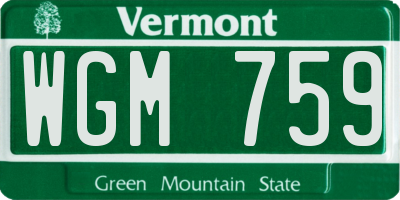VT license plate WGM759