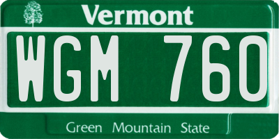 VT license plate WGM760