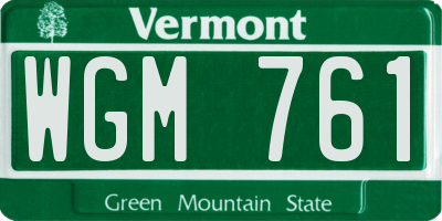 VT license plate WGM761