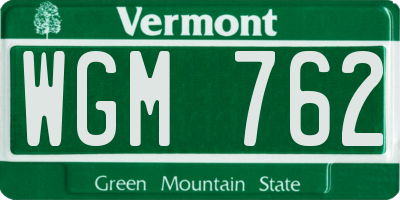 VT license plate WGM762