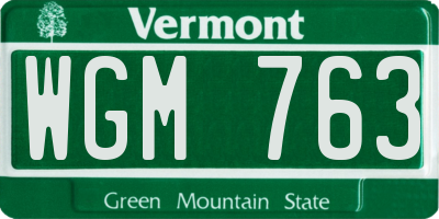 VT license plate WGM763