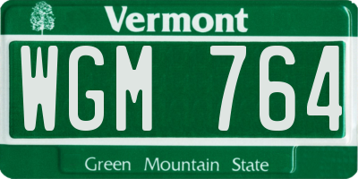 VT license plate WGM764