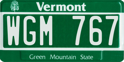 VT license plate WGM767